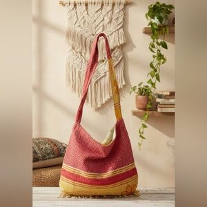 Kantha Red and Yellow Shoulder Bag